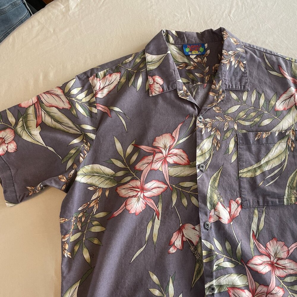 Men’s Hawaii Blues Vintage Floral Shirt – Size L – Light Purple – Excellent Cond - Picture 3 of 6